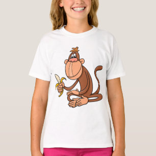Süßer Cartoon-Affe mit Banane Lustiges Tier T-Shirt