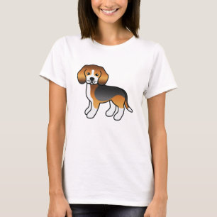 Süßer Cartoon-Beagle-Hund mit dreifarbigem Fell T-Shirt