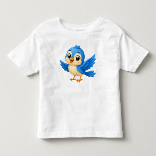Süßer Cartoon Blaue Vogel - Glücklicher Kleiner Fl Kleinkind T-shirt