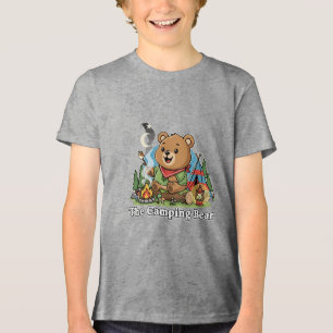 Süßer Cartoon-Campingbär röstet Marshmallow Tri-Blend Shirt