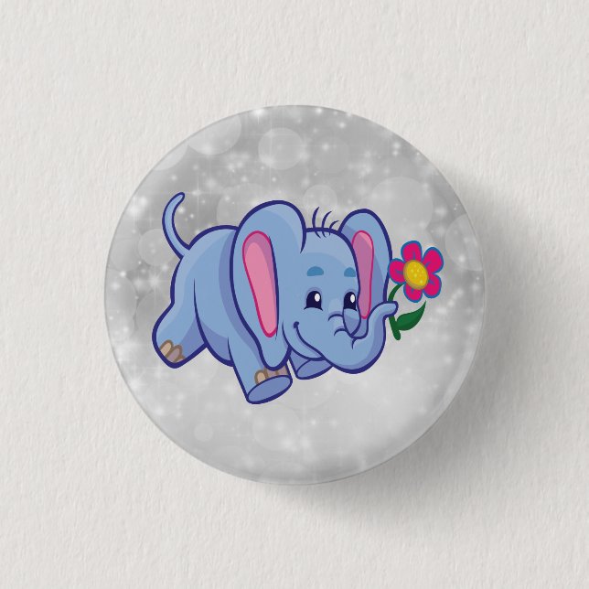 Süßer Cartoon-Elefant Button (Vorderseite)