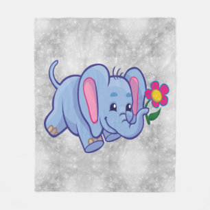 Süßer Cartoon-Elefant Fleecedecke