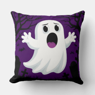 Süßer Cartoon-Geist auf einem gruseligen Halloween Kissen