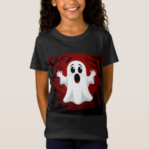 Süßer Cartoon-Geist in gruseliger Halloween-Atmosp T-Shirt