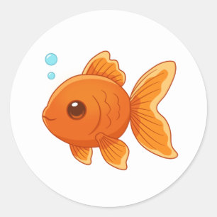 Süßer Cartoon-Goldfisch auf Weiß Runder Aufkleber