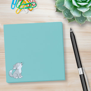 Süßer Cartoon-Heulwolf-Welpe auf Grün Post-it Klebezettel