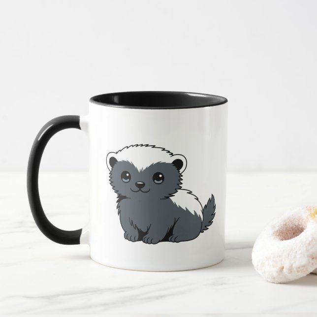 Süßer Cartoon-Honigdachs Tasse (Mit Donut)