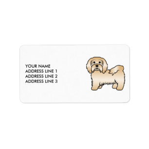 Süßer Cartoon-Hund Havanese in Rehfarben & Benutze Adressaufkleber