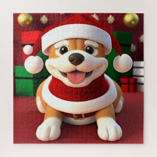 Süßer Cartoon-Hund im Santa-Outfit