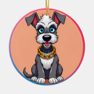 Süßer Cartoon-Hund lächelt fröhlich Keramik Ornament