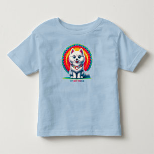 Süßer Cartoon-Hund mit farbenfrohem künstlerischem Kleinkind T-shirt