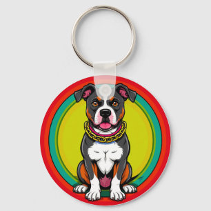 Süßer Cartoon-Hund mit Halsband Schlüsselanhänger