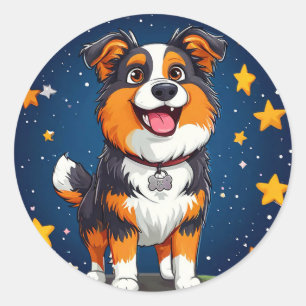 Süßer Cartoon-Hund Runder Aufkleber