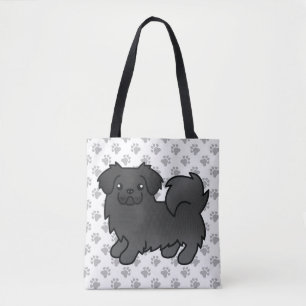 Süßer Cartoon-Hund Schwarzer Tibetan Spaniel Tasche