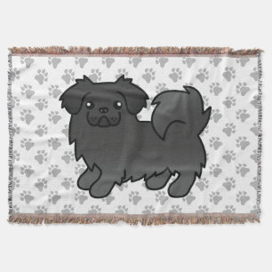 Süßer Cartoon-Hund Schwarzer Tibetanischer Spaniel Decke