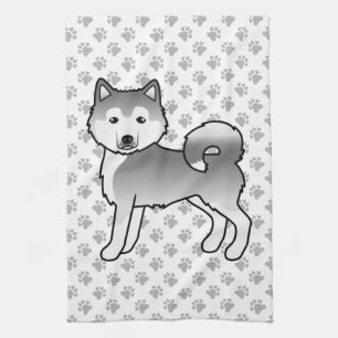 Süßer Cartoon-Hund Silber Alaskan Malamute Geschirrtuch