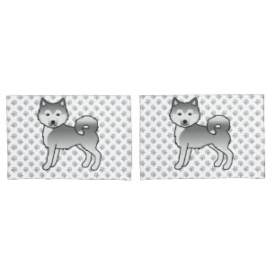 Süßer Cartoon-Hund Silber Alaskan Malamute Kissenbezug