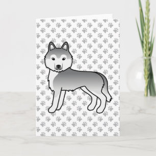Süßer Cartoon-Hund Silber-Sibirischer Husky Karte