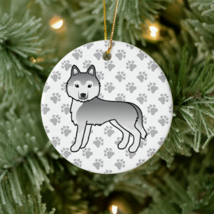 Süßer Cartoon-Hund Silber-Sibirischer Husky Keramik Ornament
