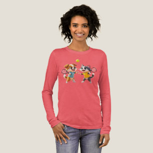 Süßer Cartoon-Hund und -Katze spielen Padel-Tennis Tri-Blend Shirt