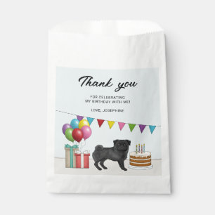 Süßer Cartoon-Hund zum Geburtstag - Danke - Schwar Geschenktütchen