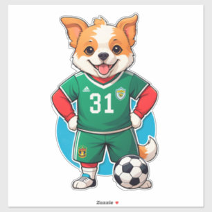 Süßer Cartoon-Hunde-Soccer-Spieler Aufkleber
