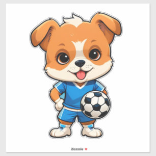 Süßer Cartoon-Hunde-Soccer-Spieler Aufkleber