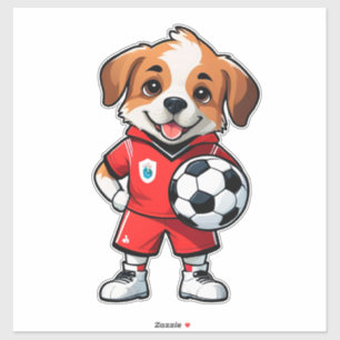 Süßer Cartoon-Hunde-Soccer-Spieler Aufkleber