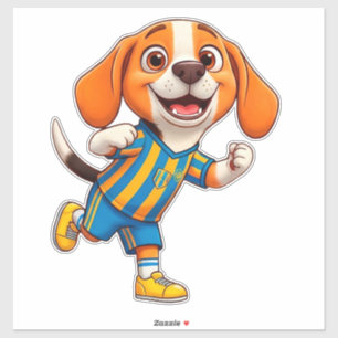 Süßer Cartoon-Hunde-Soccer-Spieler Aufkleber