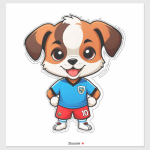 Süßer Cartoon-Hunde-Soccer-Spieler Aufkleber