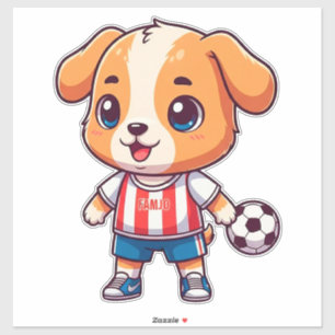 Süßer Cartoon-Hundewelpe Fußballspieler Aufkleber
