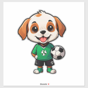 Süßer Cartoon-Hundewelpe Fußballspieler Aufkleber