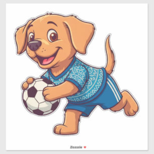 Süßer Cartoon-Hundewelpe Fußballspieler Aufkleber