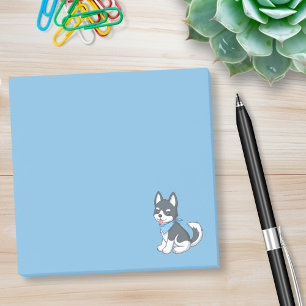 Süßer Cartoon-Husky-Welpe auf Blau Post-it Klebezettel
