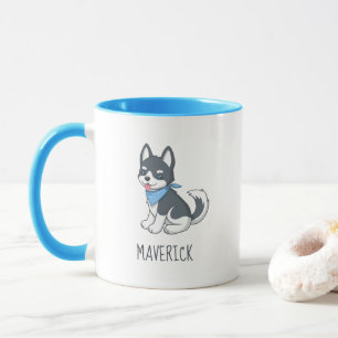 Süßer Cartoon Husky Welpe Hund mit individuellem N Tasse
