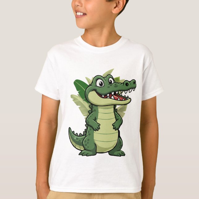 Süßer Cartoon-Krokodil T-Shirt (Vorderseite)