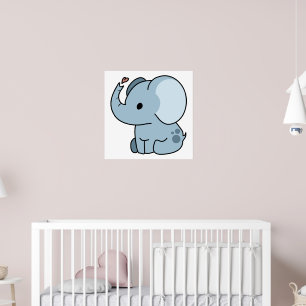 Süßer Cartoon-Launenhafter Elefant Poster