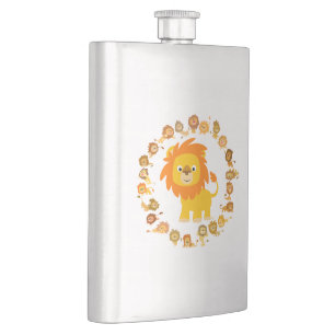 Süßer Cartoon-Löwe Mandala Klassische Flasche Flachmann