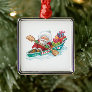 Süßer Cartoon lustiger Weihnachtsmann in einem Rud Ornament Aus Metall