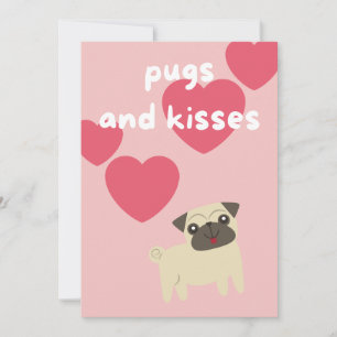 süßer Cartoon-Mops-Hund Kinder Valentinstag Feiertagskarte