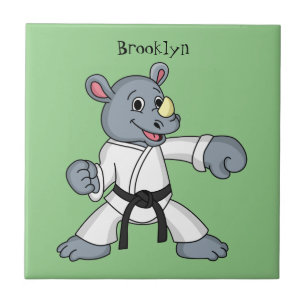 Süßer Cartoon-Nashorn Kung-Fu-Cartoon Fliese