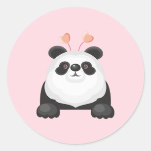 Süßer Cartoon-Panda mit Herzen Runder Aufkleber