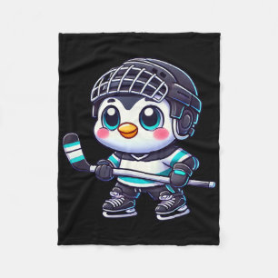 Süßer Cartoon-Pinguin-Eishockeyspieler Fleecedecke