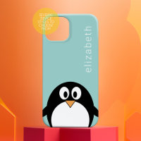 Süßer Cartoon Pinguin Pastell Teal Blau Moderne Na