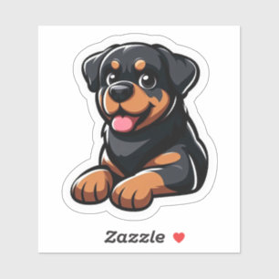 Süßer Cartoon-Rottweiler-Welpe beim Ausruhen Aufkleber