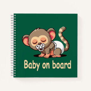 Süßer Cartoon schlafender Affe   Baby an Bord Auto Notizbuch
