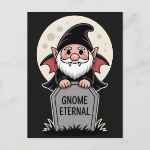 Süßer Cartoon-Vampir-Gnom an einem Grabstein Postkarte
