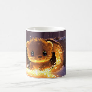 süßer Cartoon-Waschbär in einer Herbstlandschaft Kaffeetasse