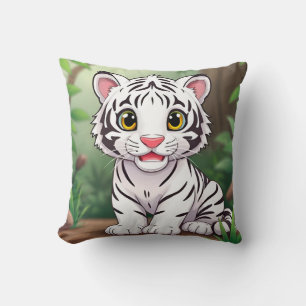 Süßer Cartoon-Weißer-Tiger-Jungtier Kissen