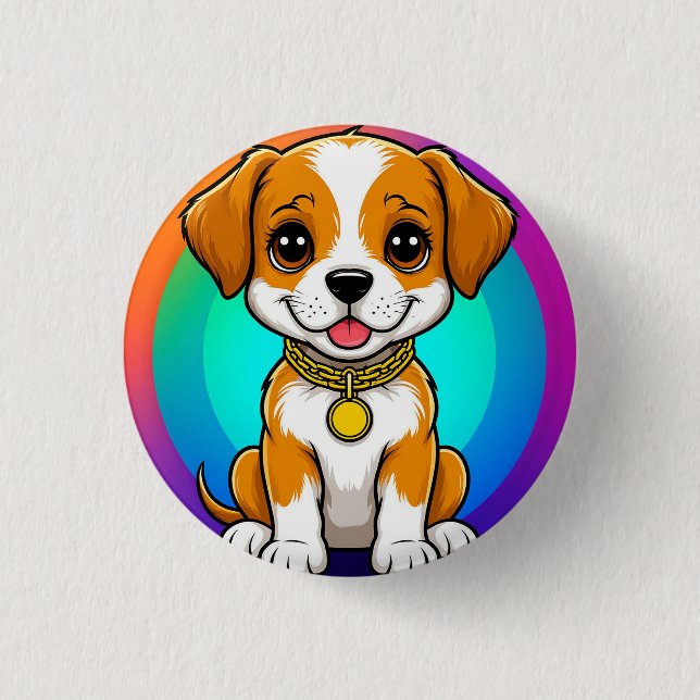 Süßer Cartoon-Welpe Button (Vorderseite)
